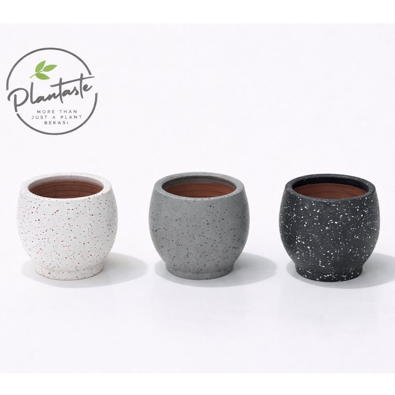 Pot Gerabah Tanah Liat Jugy Mini Series | D15 T15 | Pot Gerabah Tanah Liat Finishing Doff Bercak | P