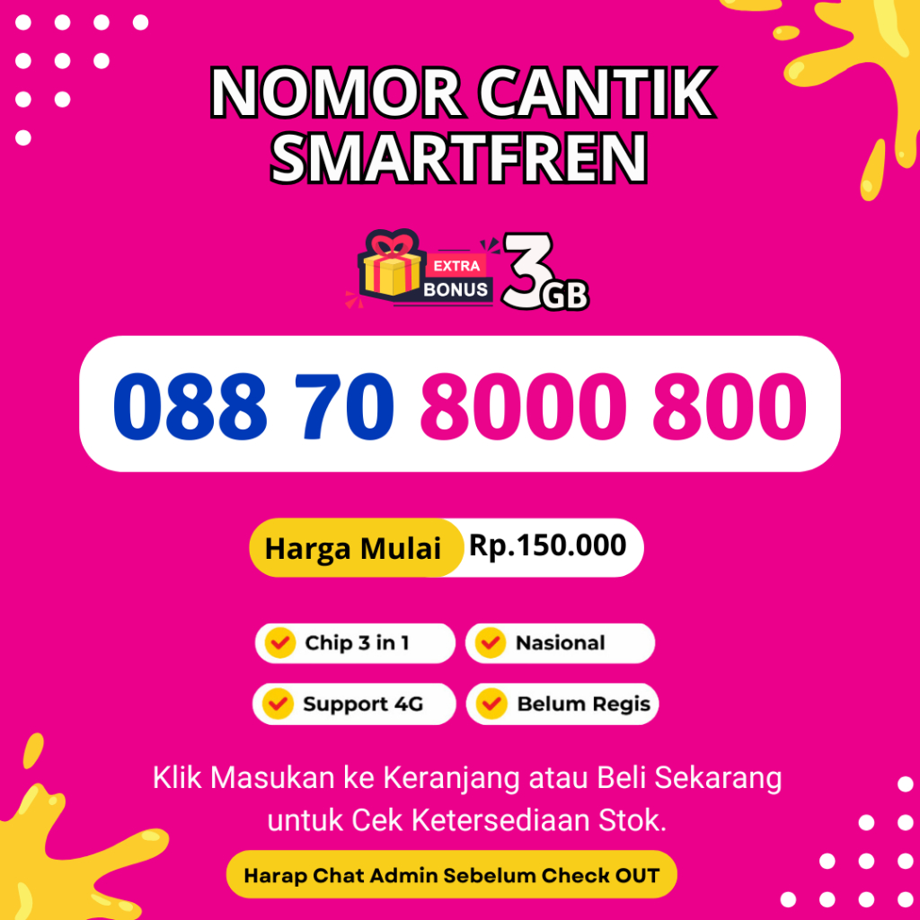 Nomor Cantik Smartfren Seri Ribu Ratus Murah dan Rapi - Kartu Perdana Cantik Smartfren Murah 4G LTE 