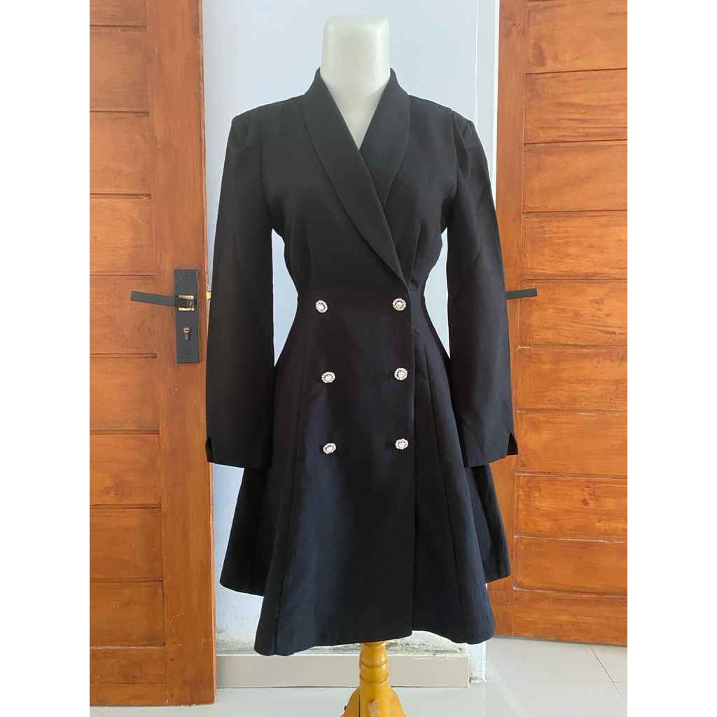 dress blazer hitam tebal