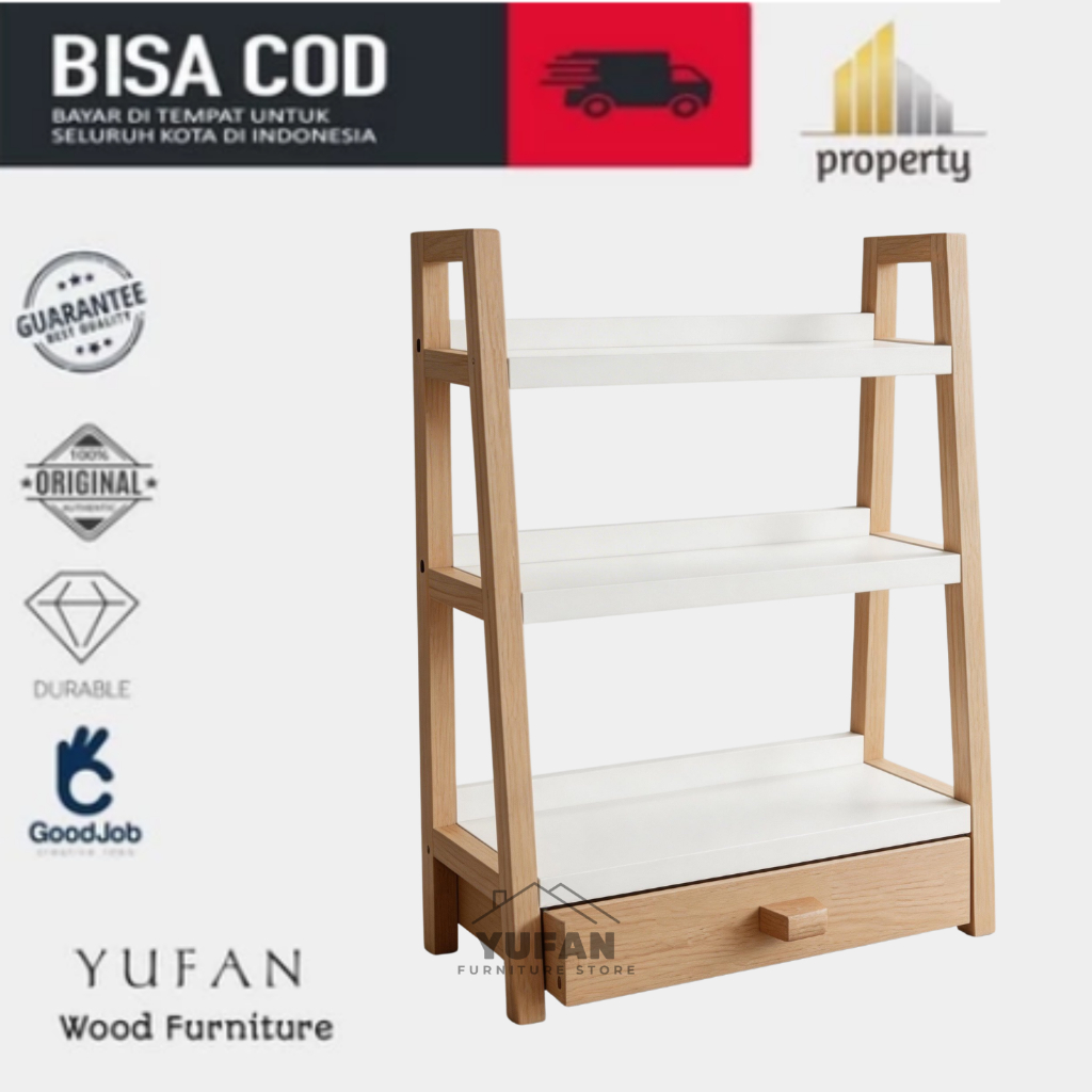 Rak Bumbu 3 Susun Kombinasi Laci Slorok Tempat Sendok Garpu Rak Serbaguna Kayu Pinus Jati Belanda