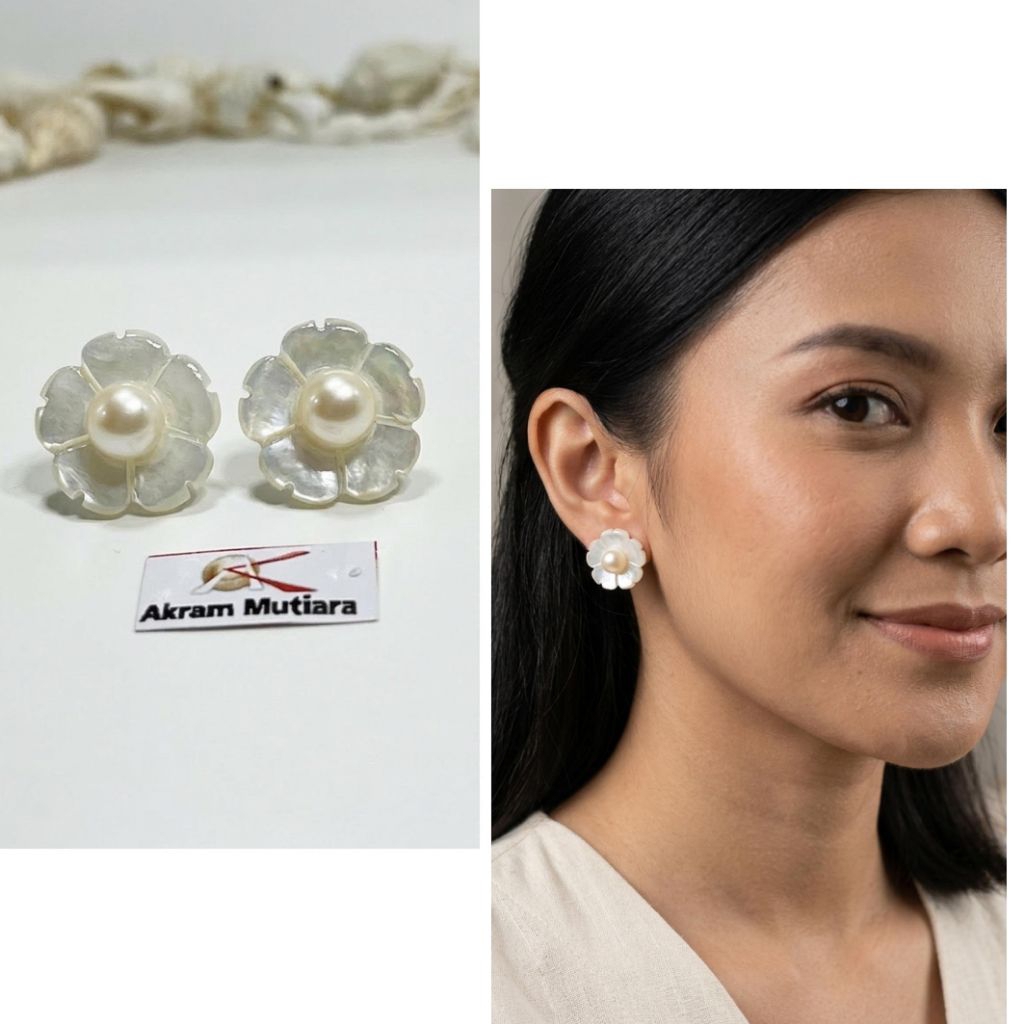 giwang kerang mutiara air Laut asli lombok