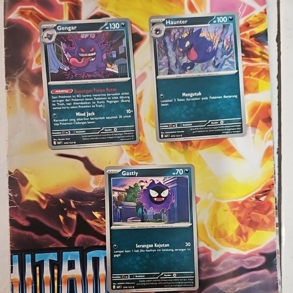 kartu pokemon tcg indonesia ledakan peniada ma4 gengar 076 u free evoline haunter 075 c gastly 074 c