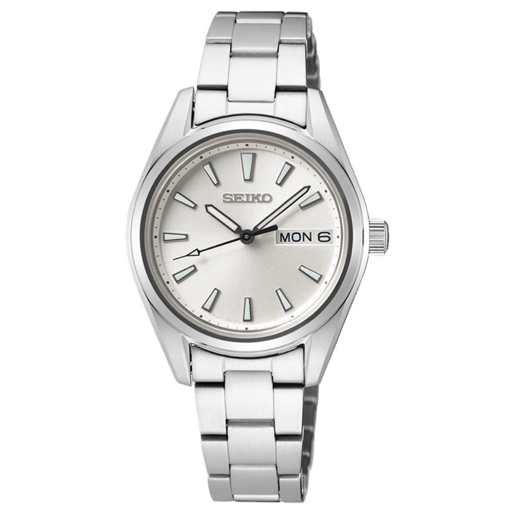 Jam Tangan Wanita Seiko Classic SUR349P1 Ladies Discover More Silver Dial Stainless Steel Strap Sapp