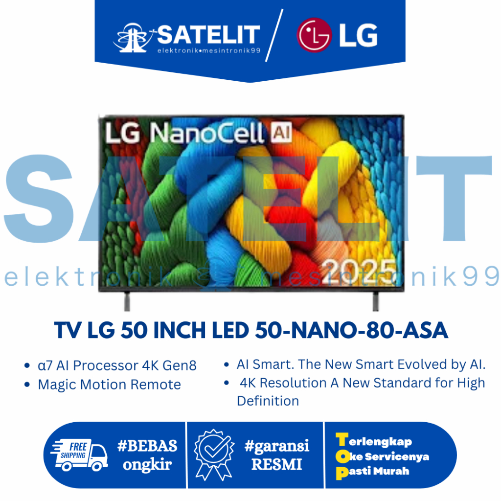 TV LG 50 Inch LED 50NANO80ASA (4K NanoCell UHD - AI Smart TV)