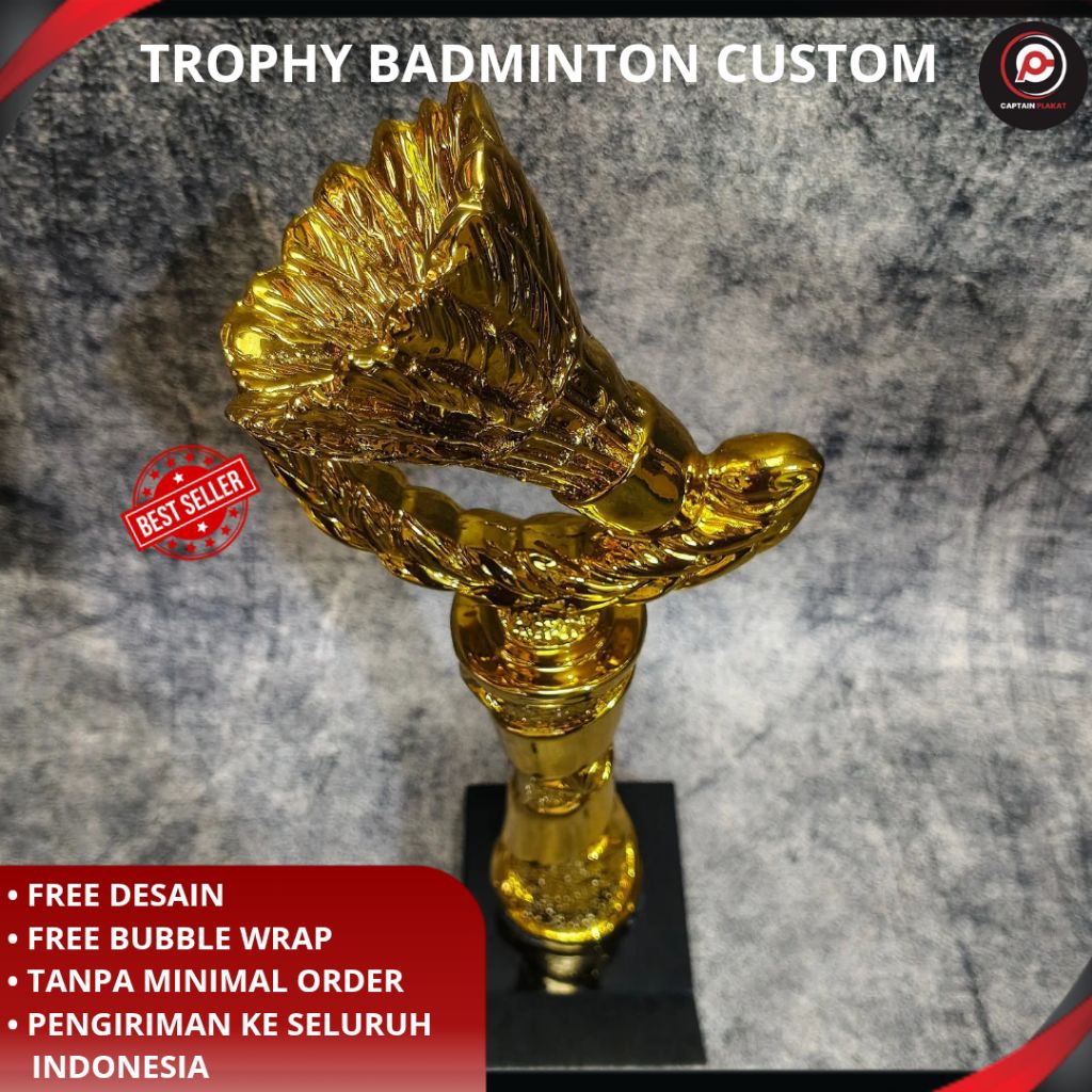 Trophy, Trophy Custom, Trophy Badminton, Trophy Turnamen, Trophy Mewah, Trophy Elegan