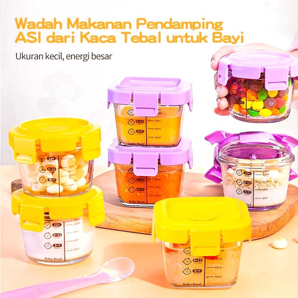 Baby Food Container Mpasi | Tempat Mpasi Kaca Container Mpasi Tahan Panas | Bayi Wadah Mpasi Kaca Pe