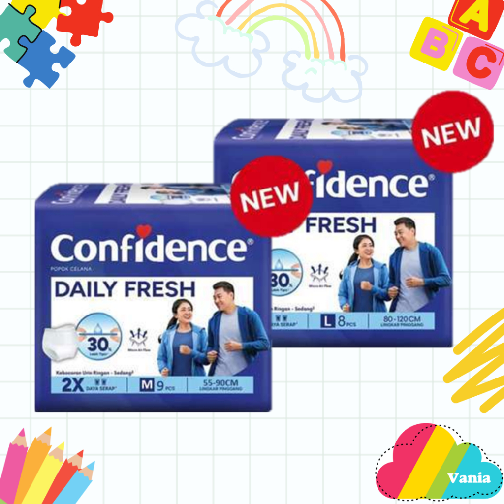 Confidence Pants Daily Fresh M9 L8 M20 L18 Popok Dewasa Celana orang tua manula