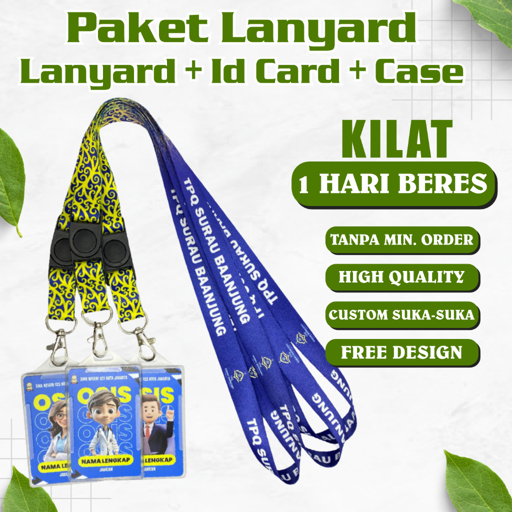 (PAKET LENGKAP) ID CARD+LANYARD+FRAME / (1 HARI JADI) LANYARD ID CARD CUSTOM + KARTU PVC+ FRAME/ FRE