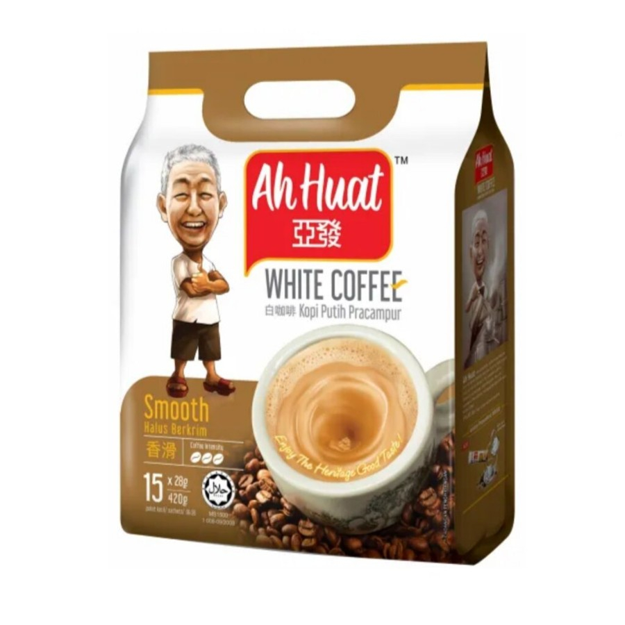 AHUAT AH HUAT WHITE COFFEE- 4 varian : tea pracampur , kopi o , white coffee , white coffee les suga