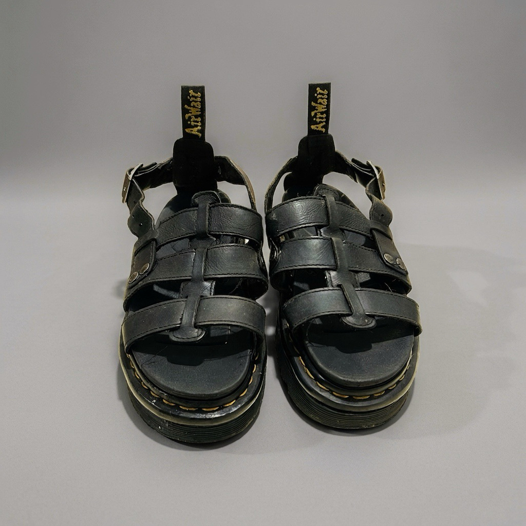 Dr. Martens Terry Leather Black Sandals Preloved Original