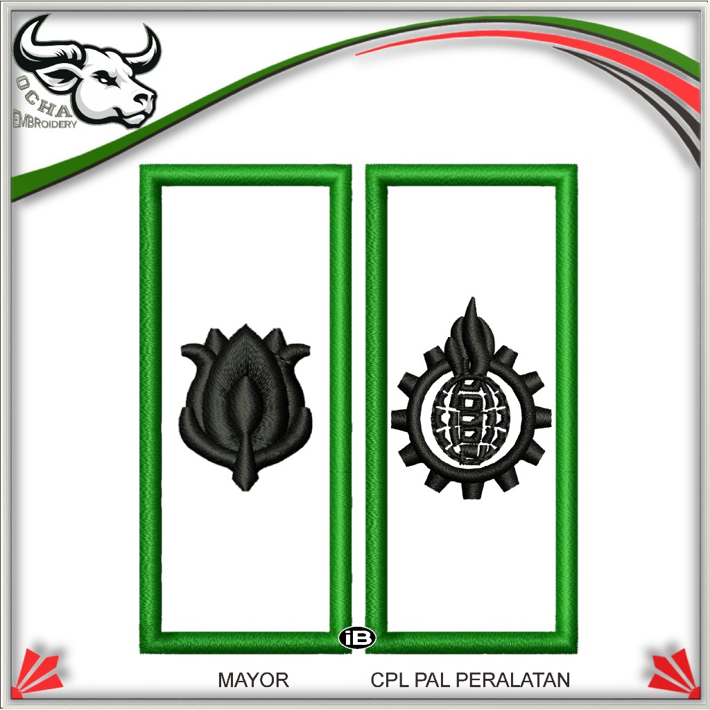 PANGKAT MAYOR CPL PAL PERALATAN BREVET ATRIBUT BORDIR TNI EMBROIDERY / PERKERAS KAIN & MIKA OCHA