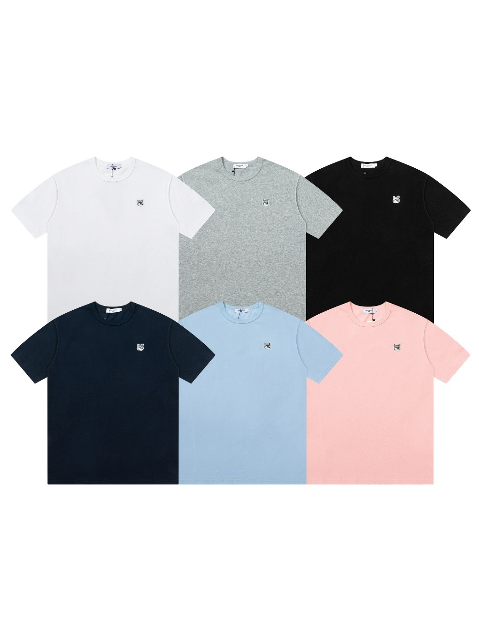 8803# Maison Kitsune single fox head katun lengan pendek T-shirt Atasan unisex