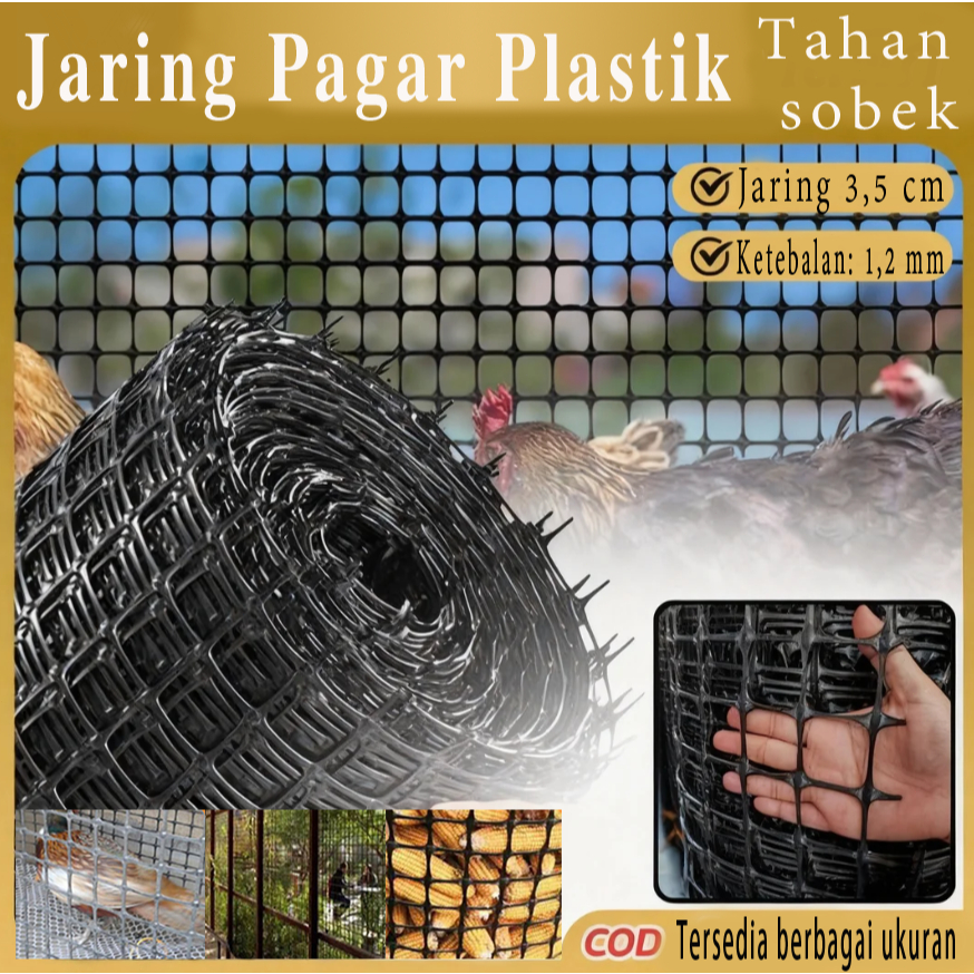 Waring Jaring Pagar jaring plastik hdpe hitam, jaring plastik lubang kecil, ukuran jaring kecil (3,5