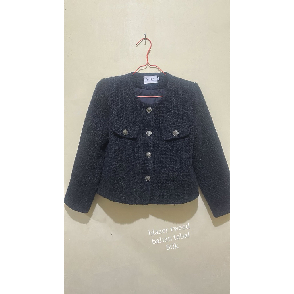 Blazer tweed hitam