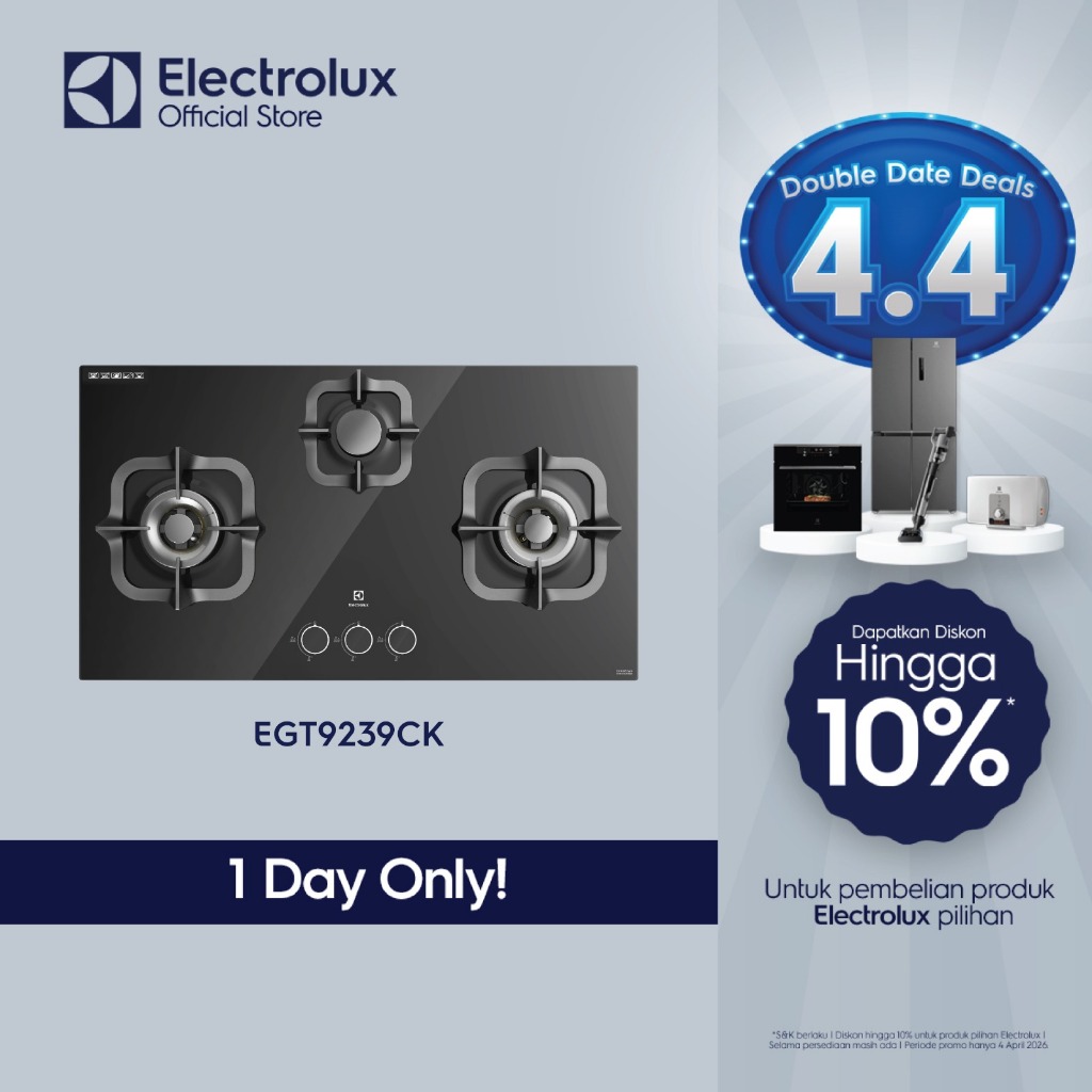 JABODETABEK - Electrolux Kompor Tanam Potenza 90cm 3 tungku - Api Biru Hemat Energi - Pengaman Gas -