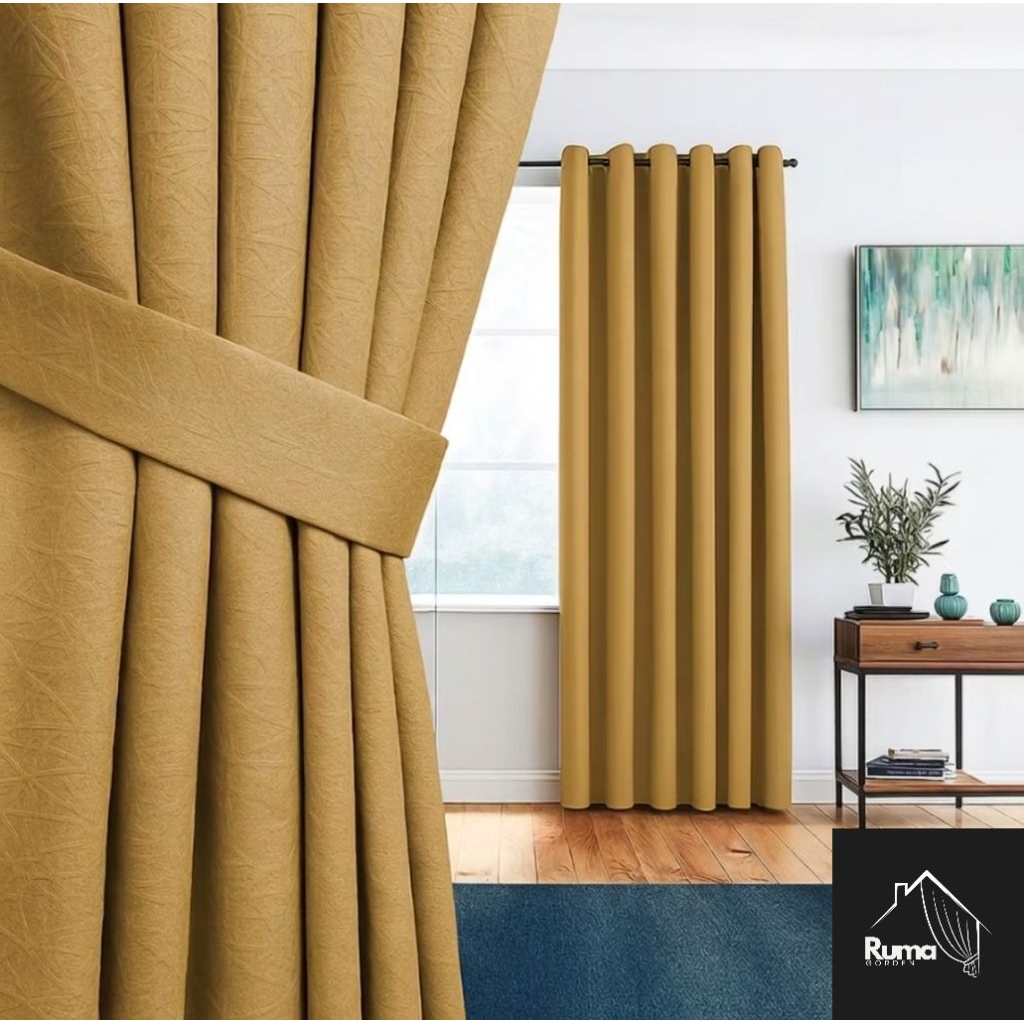 GORDEN BLACKOUT GORDENG POLOS GORDYN JENDELA HORDENG PINTU MINIMALIS COKLAT MUDA