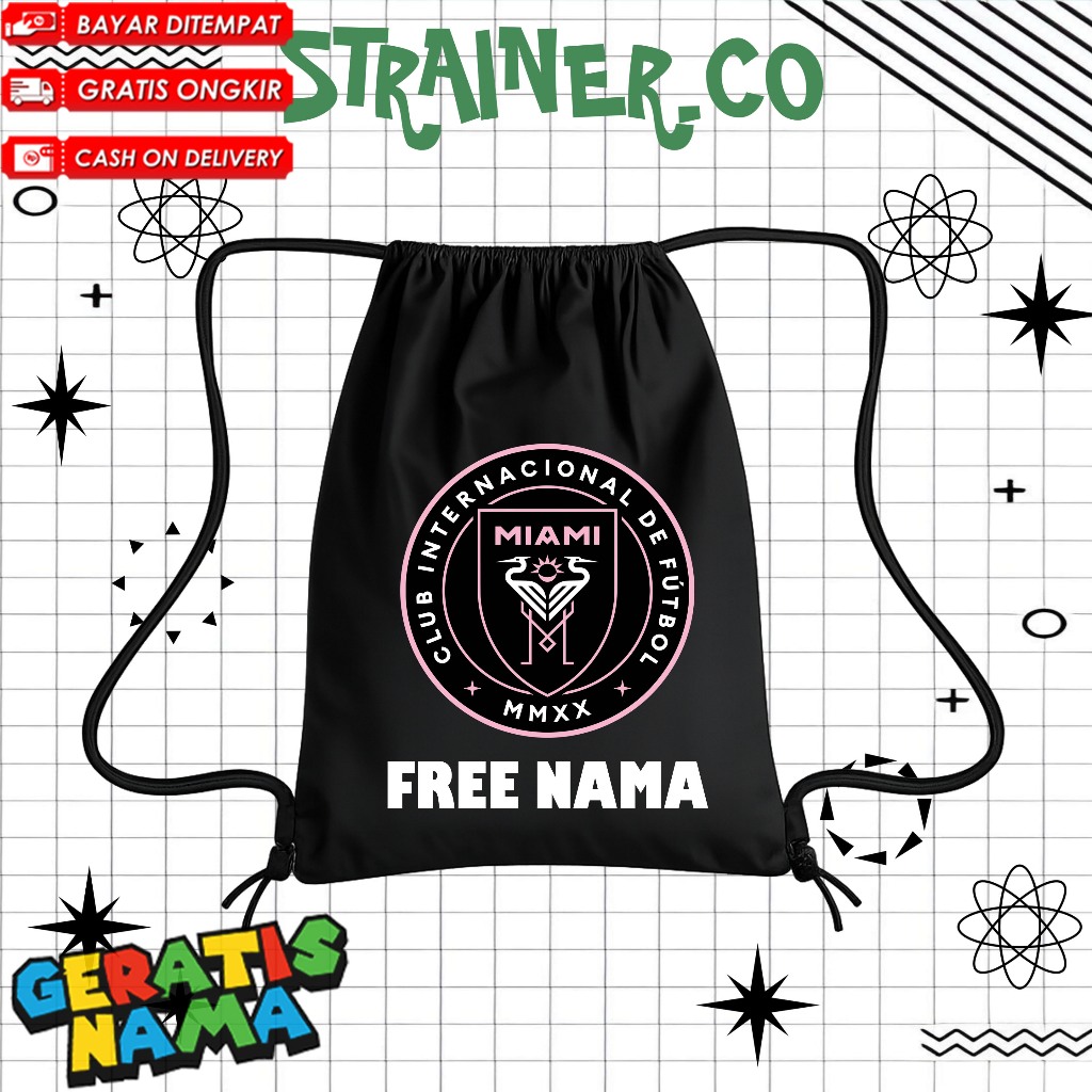 (FREE NAMA) TAS SEKOLAH ANAK TAS SERUT ANAK TAS ANAK TK PAUD SD STRINGBAG INTER MIAMI VIRAL / INTER 