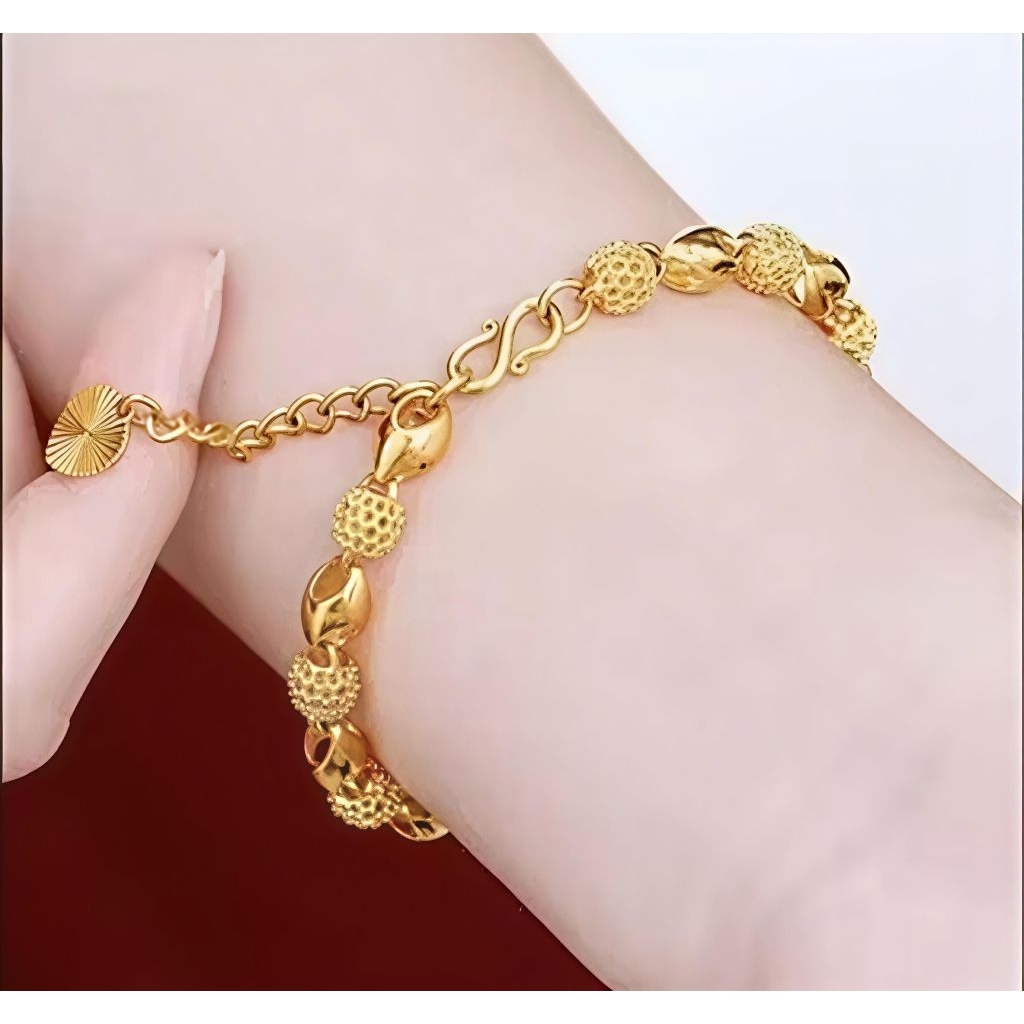 Gelang Titanium Import Gelang Hongkong Gold Model Rantai Bola