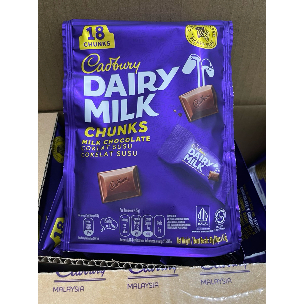 MAKANAN RINGAN COKELAT CADBURY DAIRY MILK CHOCOLATE POUCH 81GR