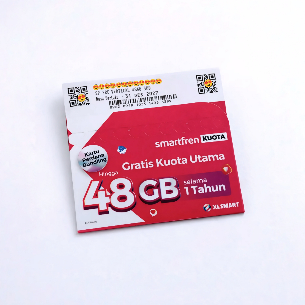 Kartu Perdana smartfren nomor acak tengah 40 Seri 12 digit, Segel 31-Des-2027