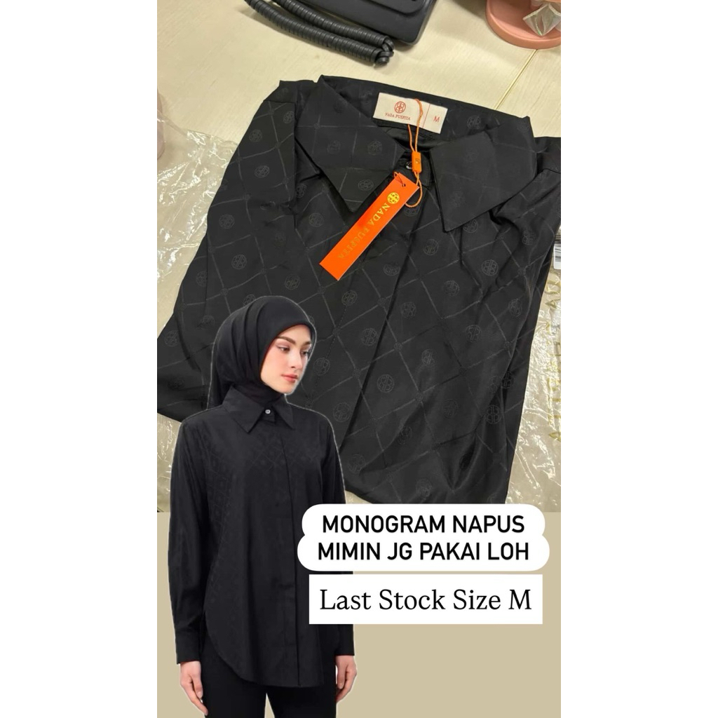 SALE NADA PUSPITA JACKET DRESS BLOUSE BLACK MONOGRAM NEW BUKAN SECOND PRELOVED BEKAS BUTTONSCARVES B