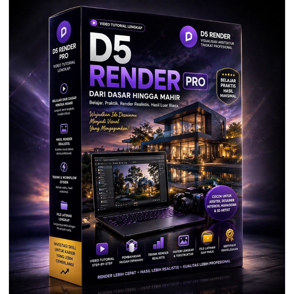 Kursus D5 Render Praktis – Lighting, Material & Animasi (File Digital Full Tutorial)