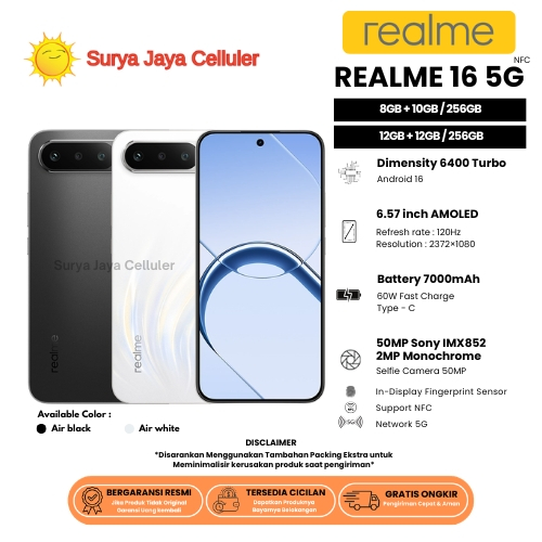 HP REALME 16 5G 12/256GB, 16 5G 8/256GB, 15 5G 12/256GB & 15 5G 8/256GB (BNIB)