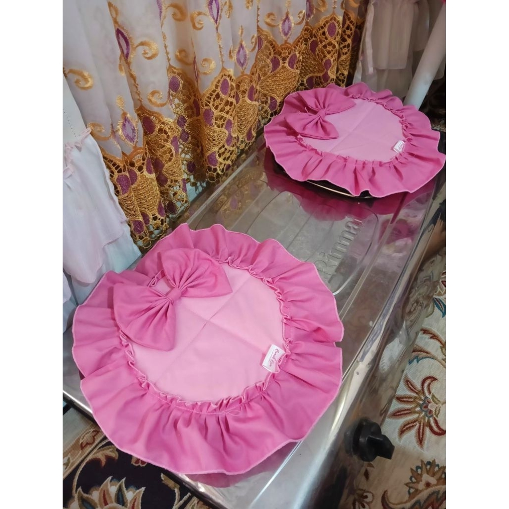 tutup kompor pink, tutup kompor cantik, tutup kompor aestetik, tutup kompor renda, tutup kompor