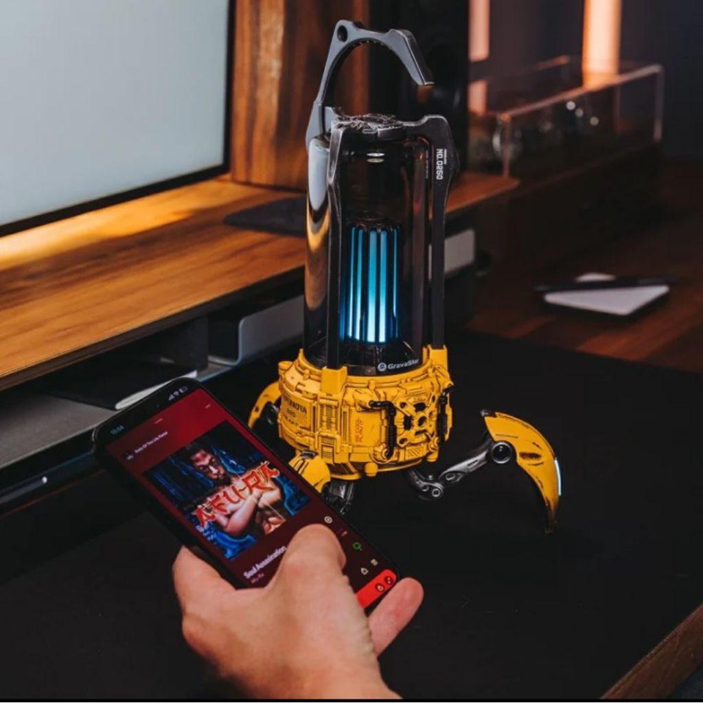 GravaStar Supernova Portable Bluetooth Speaker Battleworn Yellow-LED Table Lamp Speaker-9H Playtime-