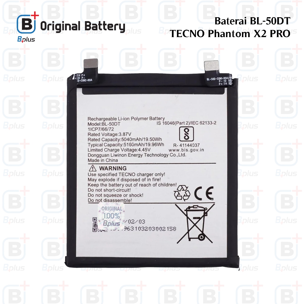 BATERAI TECNO BL-50DT TECNO PHANTOM X2 PRO ORIGINAL 100% - BPLUS