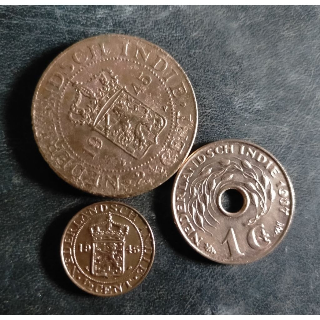 Paket 3 keping koin Nederland indie jelek 1/2 sen 1 sen 2 1/2 sen