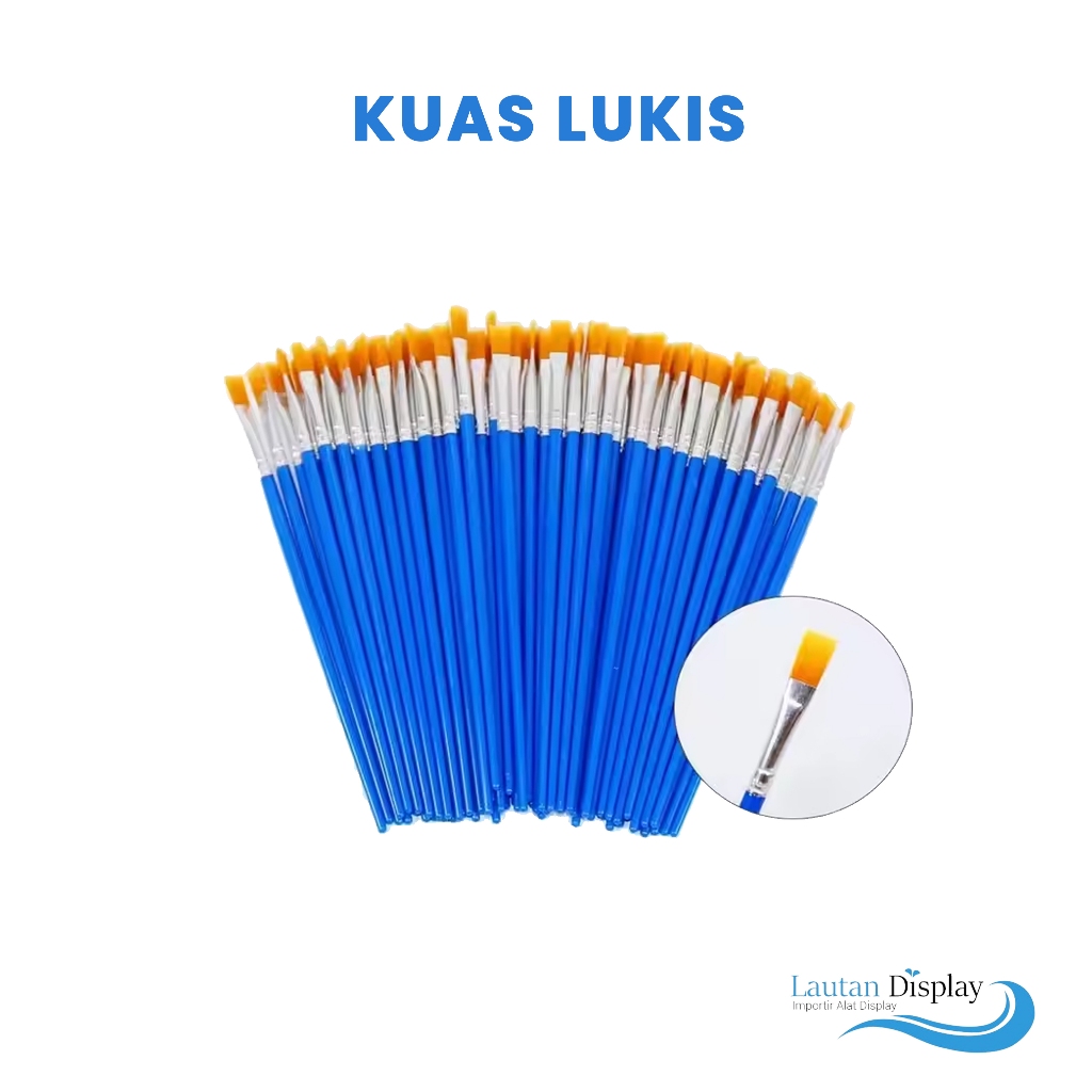 Kuas Lukis Flat, Kuas Lukis Kecil, Kuas Lancip, Koas Melukis Kecil, Palet, Wadah Cat