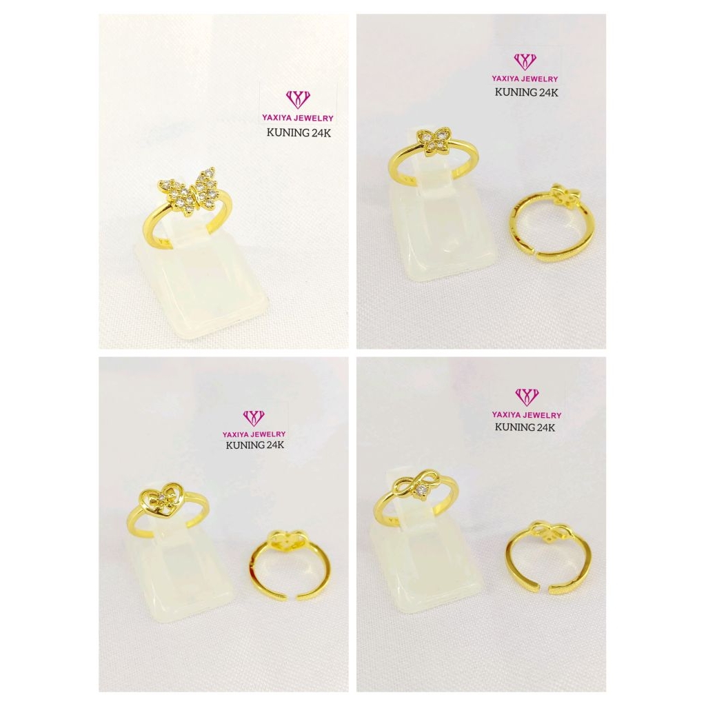 cincin motif 3 bayi/anak lapis emas 24k