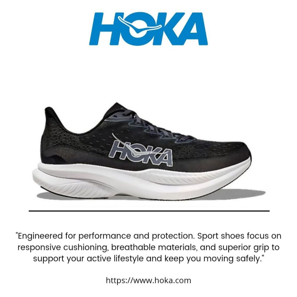 Sepatu HOKA ONE ONE Mach 6 Black White Running Shoes