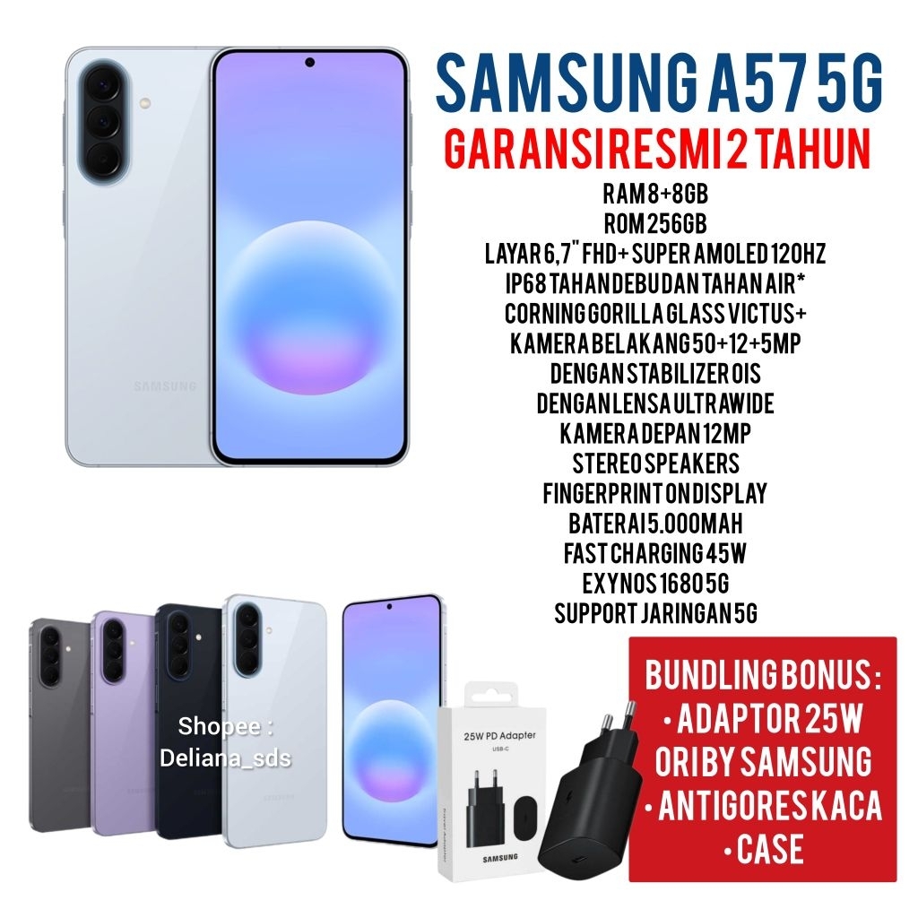 Samsung A57 5G 8/256 8+8/256 16/256 Garansi Resmi 2 Tahun Samsung A57 8/256 Samsung A57 5G 8+8/256 S