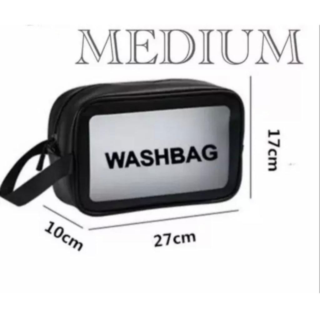 Washbag Tas Make Up Ukuran MEDIUM - Tas Kosmetik Transparan Washbag - Washbag Pouch Make Up Waterpro