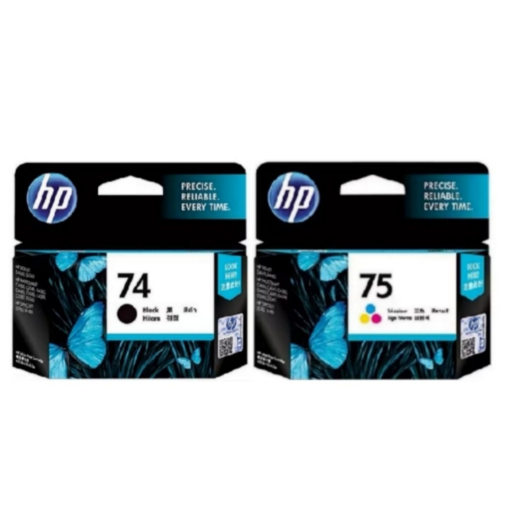 TINTA CARTRIDGE HP 74 BLACK & 75 COLOR ORIGINAL COCOK UNTUK Printer : HP Deskjet D4360,J5700,J5780,J