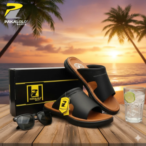 PAKALOLO Sandal Kulit Pria Original Leather Hitam Cokelat Tan Ukuran 39-43 0873