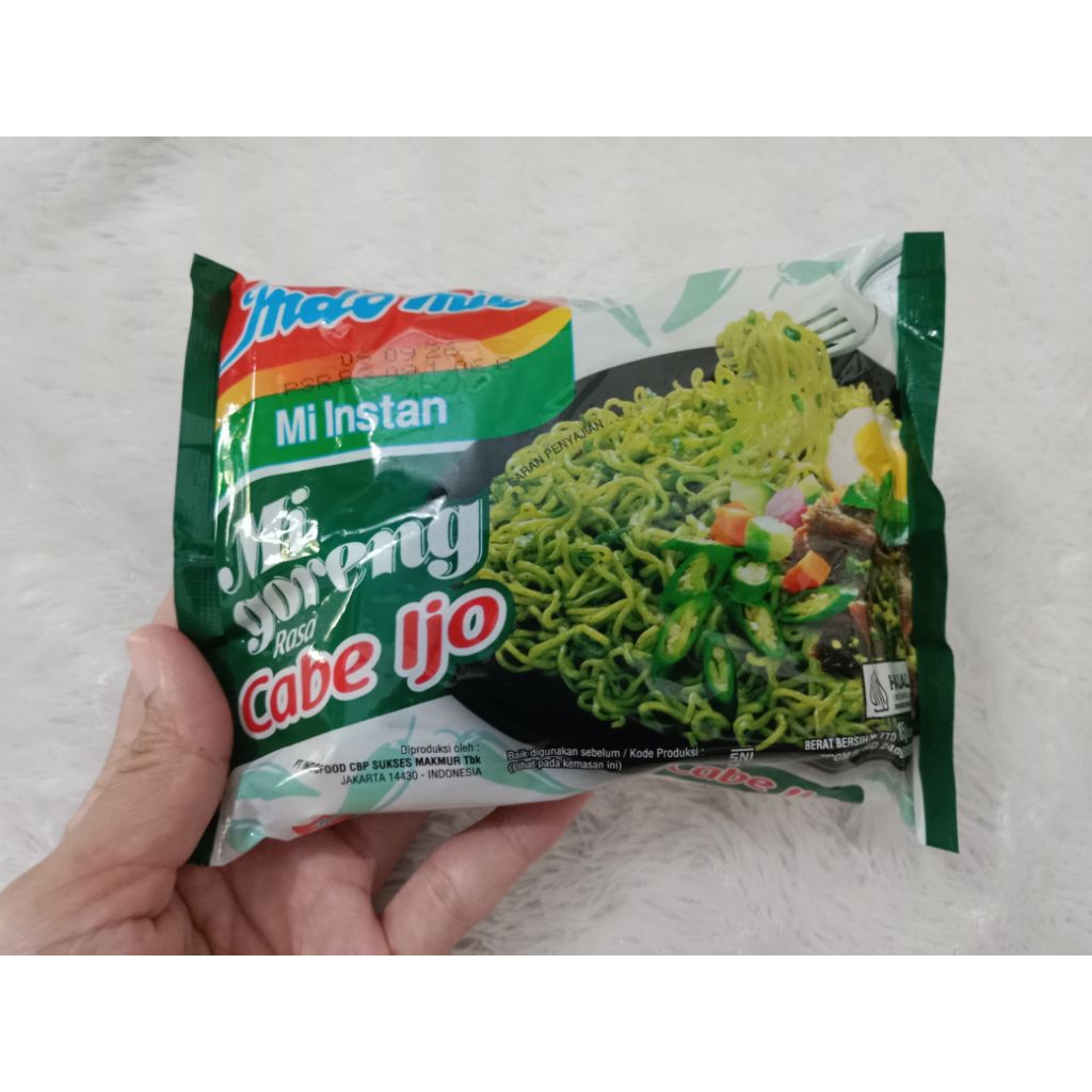 Indomie Rasa Cabe Ijo 85g - Mie Instan Goreng Sambal Hijau Pedas Mantap - Indomie Cabe Ijo Limited E