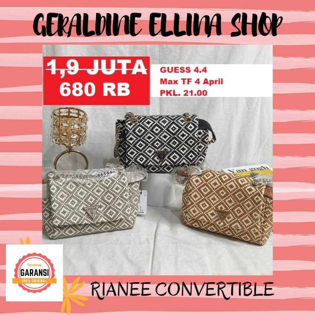 Tas selempang wanita Guess original sale seri RIANEE CONVERTIBLE