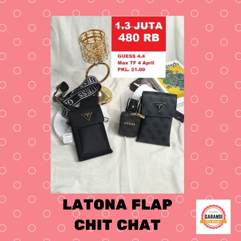 Tas sling bag Guess seri LATONA FLAP CHIT CHAT 100% Original Store
