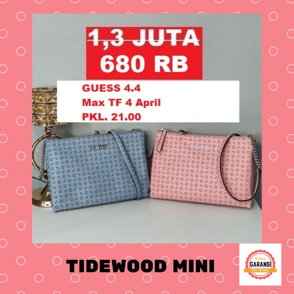 Tas Wanita sling bag Guess ori 100%  seri TIDEWOOD MINI DOUBLE ZIP  SALE murah