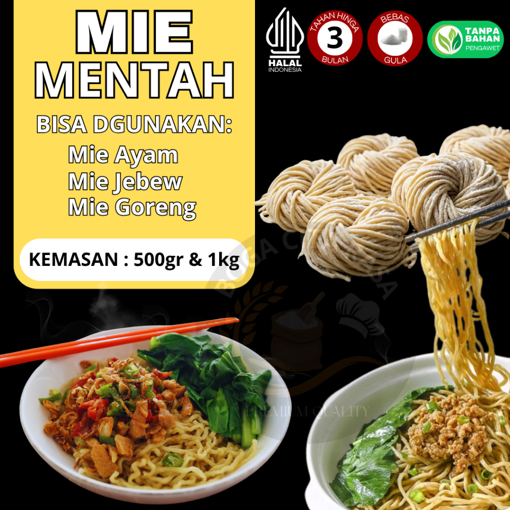 Mie Gacoan Mentah 1kg – Mie Basah Frozen, Varian Mie Ayam, Mie Yamin, Mie Bakmi, Mie Ramen, Gepeng &
