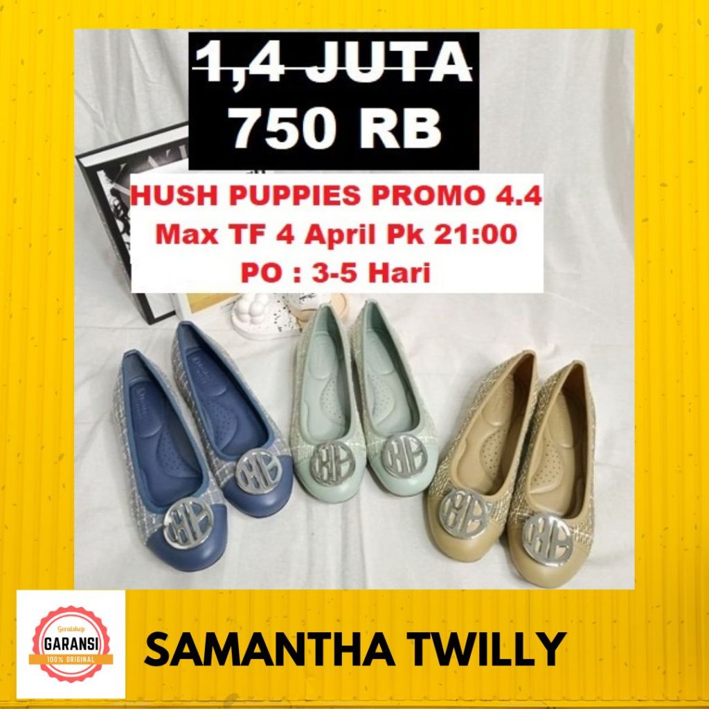 Sepatu flat Hush Puppies Wanita seri SAMANTHA TWILLY HushPuppies ORIGINAL 100%