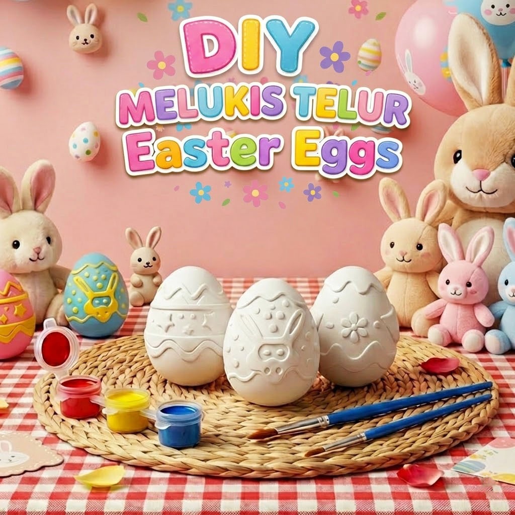 DIY Melukis Telur Paskah Clay Gypsum Paket Mewarnai Easter Egg Painting Kit Anak Hampers Paskah Eduk