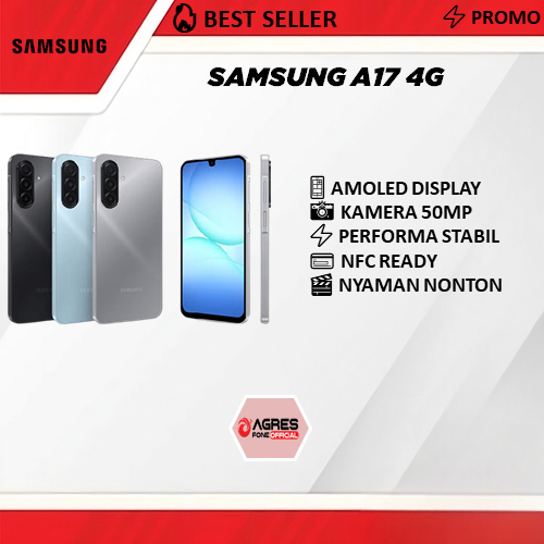 Samsung A17 4G RAM 8GB/128GB 256GB HP Original Garansi Resmi Kamera 50MP AMOLED Baterai 5000mAh NFC