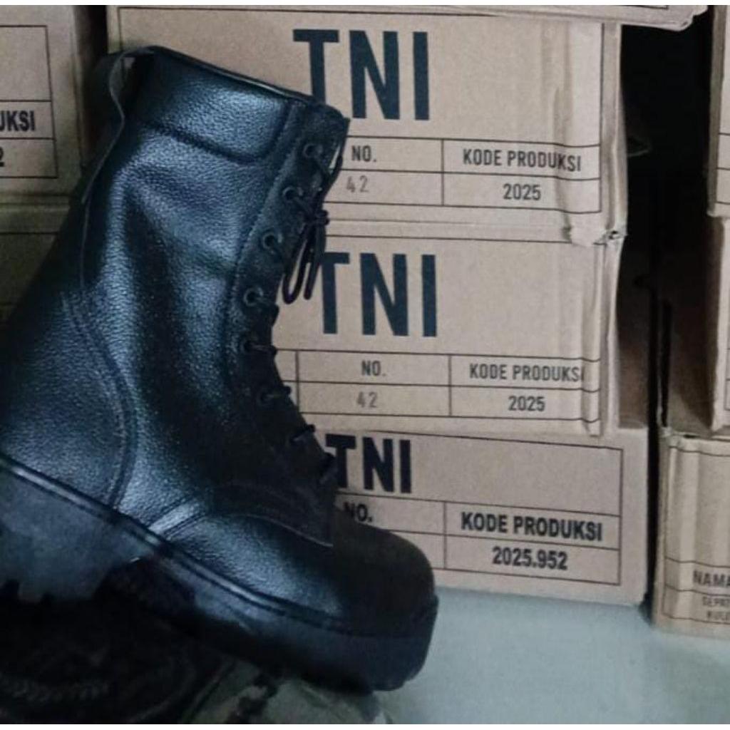SEPATU PDL KULIT JERUK JATAH TNI.