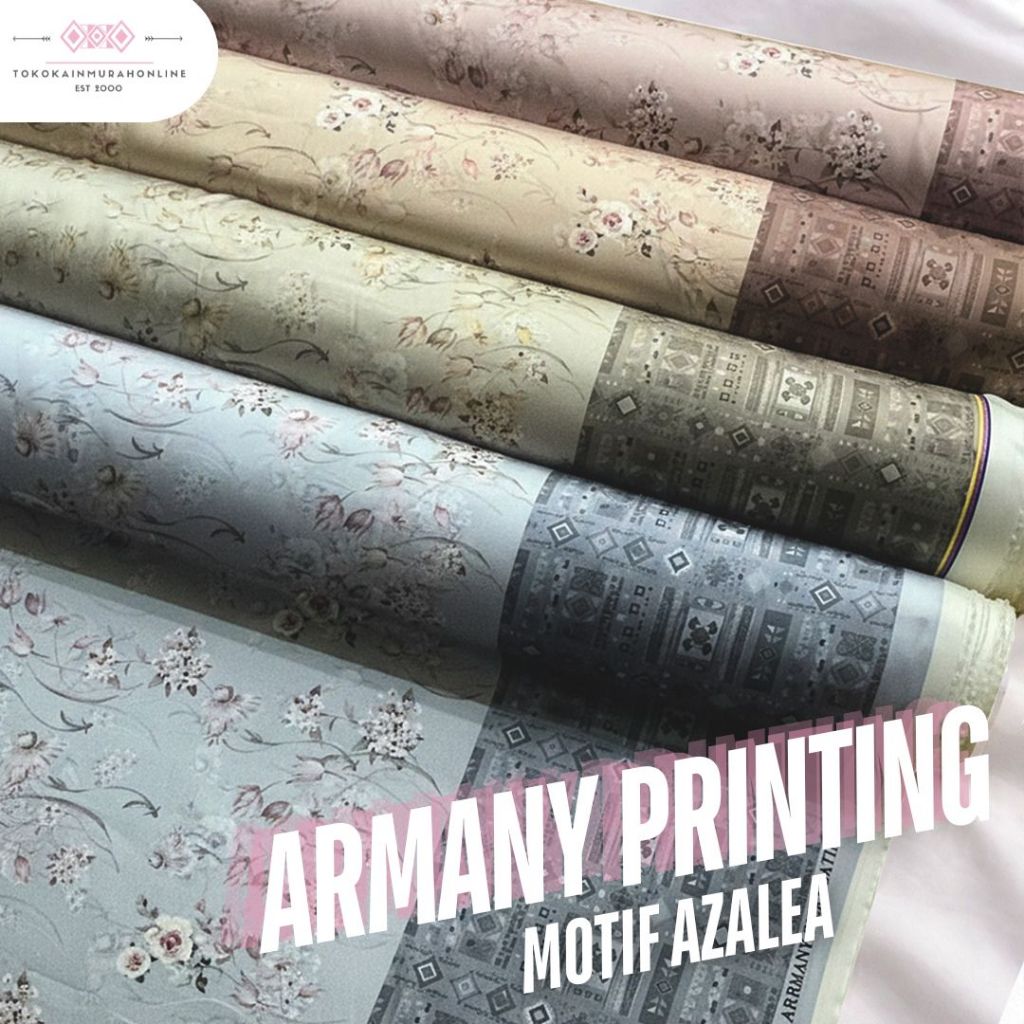 Kain SATIN ARMANY Original PRINT Motif AZALEA Kembang Super Silk Premium Satin ARMANI 100% ASLI 2025