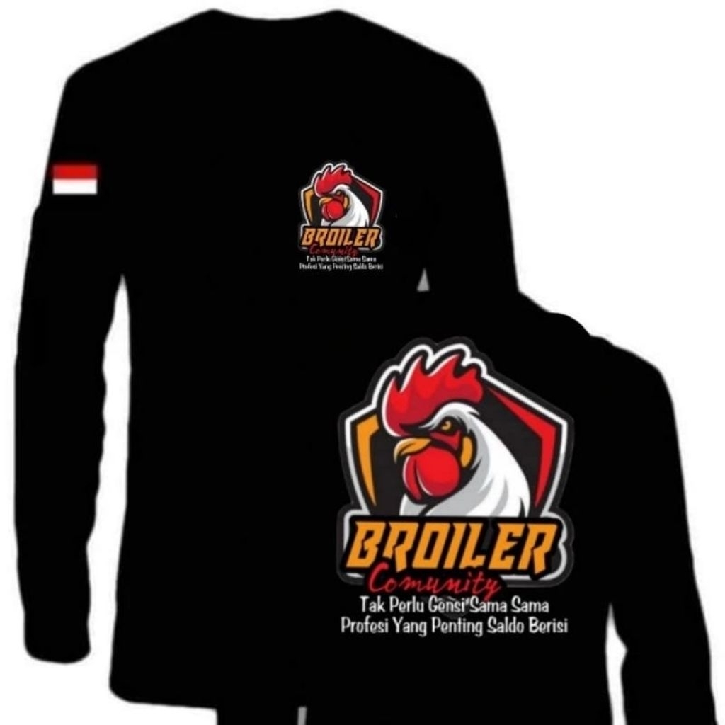 KAOS LENGAN PANJANG BROILER WARNA GAMBAR OREN