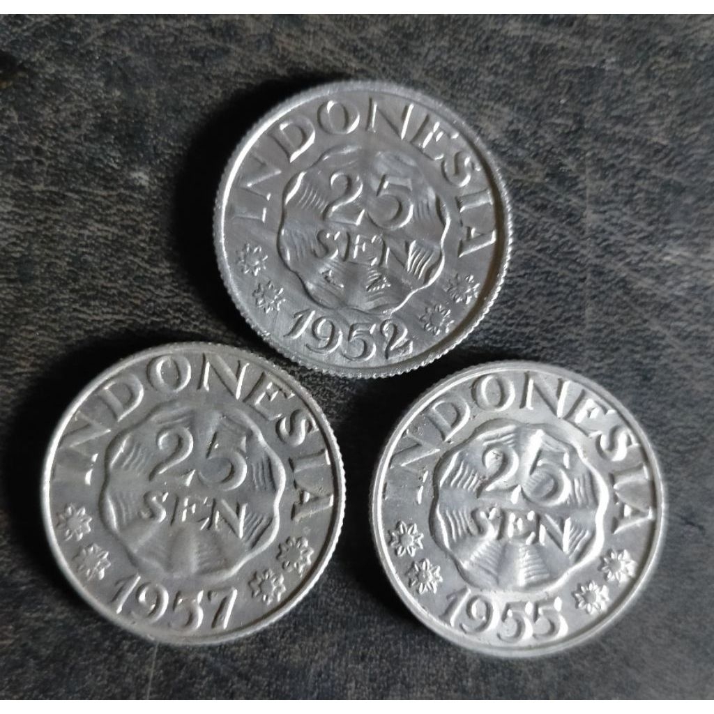 Set 3 keping koin 25 sen Garuda tahun 1952/55/57